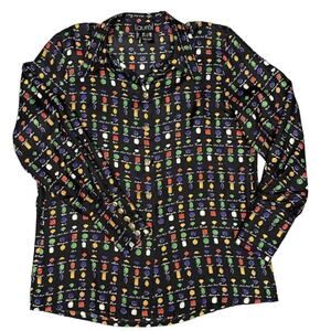Vintage LAURÈL by Escada Silk Blouse Womens US 6 EU 38 Gemstone Print Black vtg